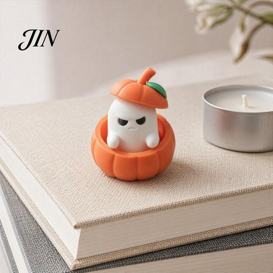 Ghost Decoration Halloween Ornament, 3D Printed Pumpkin Design Figure, Candle Holder Mini Desktop for Scented Candles Burr-free Ornament