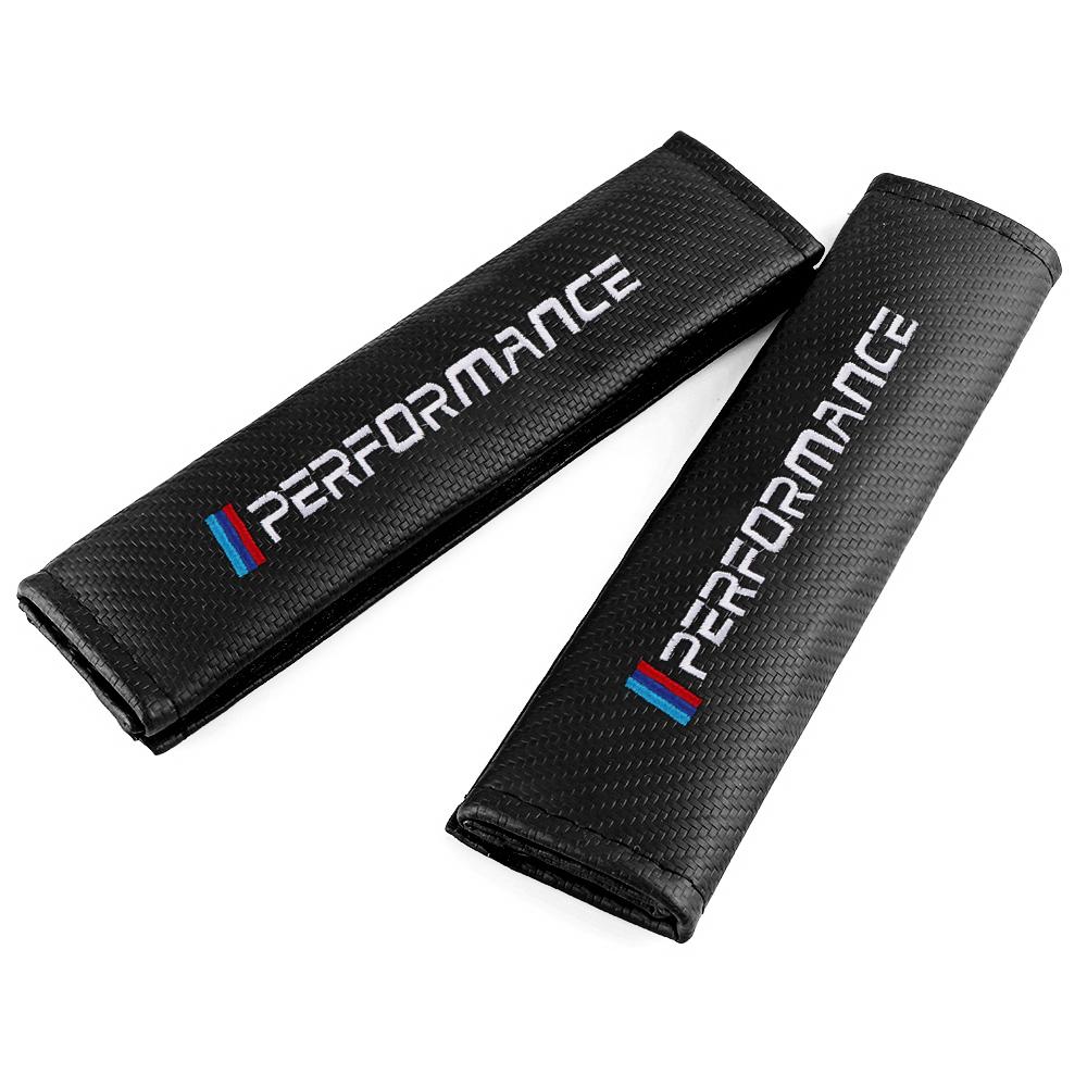 2PCS Carbon Fiber Car Seat Belt Cover Embroidery Shoulder Support Pad for Bmw M Performance F20 F30 G20 f31 F34 F10 G30 F11 F25