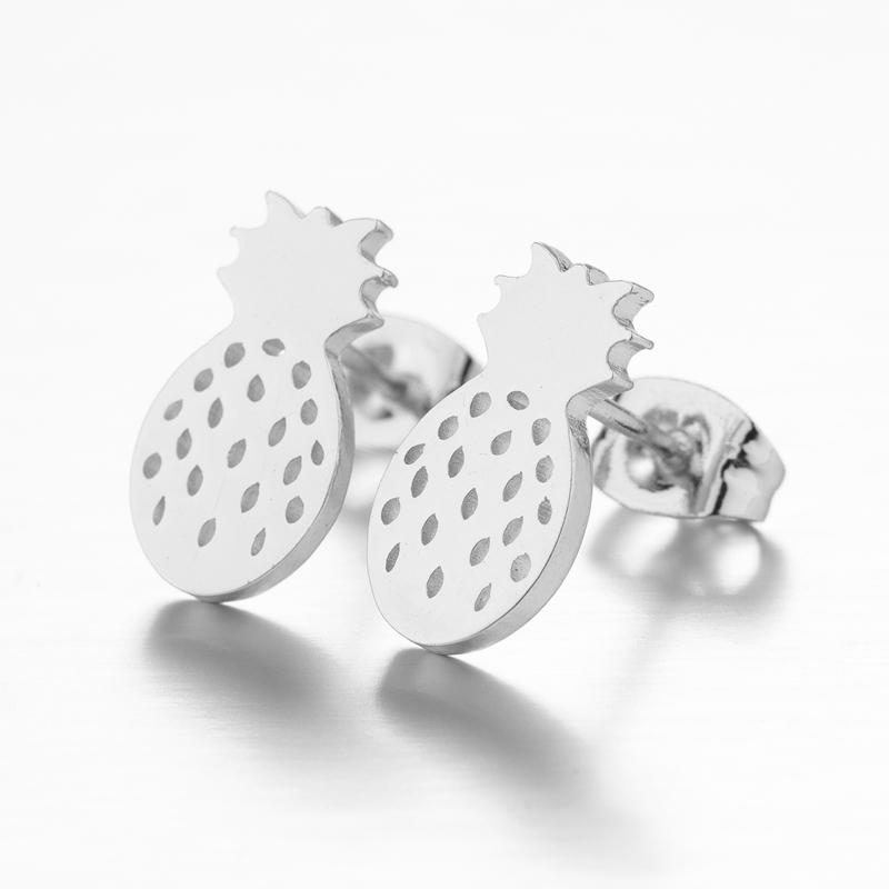 Bohemian Stainless Steel Fruit Leaf Earring Mini Apple Cherry Ear Jewelry Girl Cartoon Pineapple Strawberry Earrings Accessories