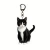1pc Black And White Tuxedo Cat Keychain 2D Acrylic Cat Pendant Inch Thick Double Sided Design Animal Key Ring Charm For Backpacks Gifts