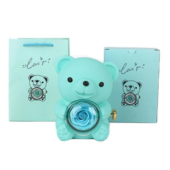 Подарочная коробка с консервированным медведем-обнимашкой и сумочкой, вечный цветок, вращающийся держатель для украшений в виде медведя для женщин на День святого Валентина