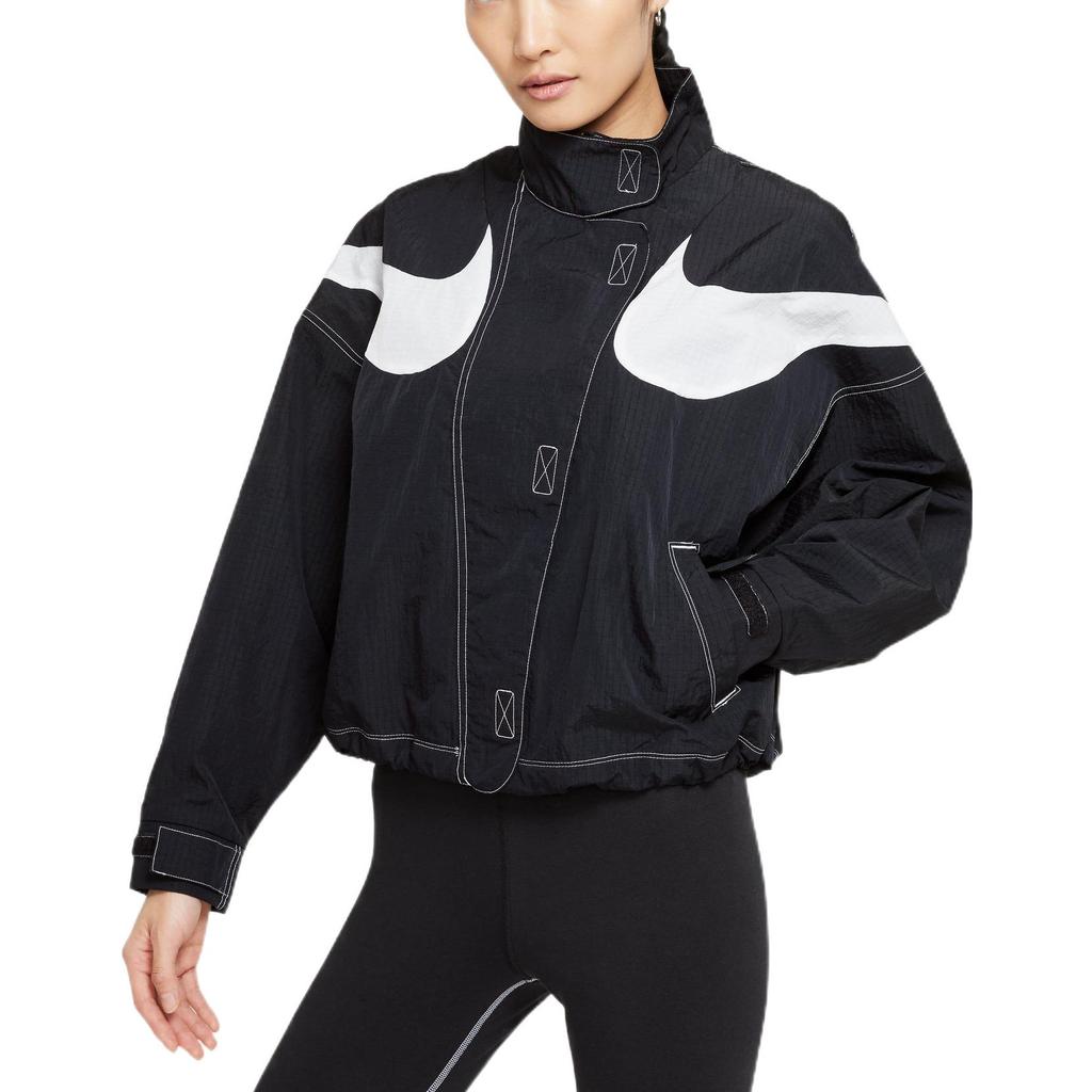 Nike Спортивная одежда Swoosh симметричный воротник-стойка тканая куртка женская верхняя одежда черный DD5585-010