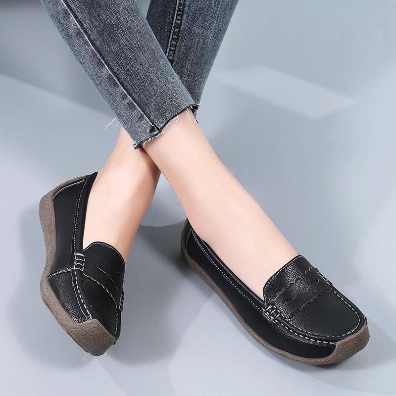 Plus Size 44 Women Casual Shoes Moccasins Flats Slip On Leather Loafers Female Sneaker White Ballet Nurse Shoes Zapatos Mujer