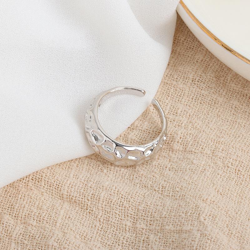 Geometric Glossy Concave Convex Shaped Ring Female Niche Design Personality High Sense Finger Ring Ins Cold Temperament Opening Index Finger Ring