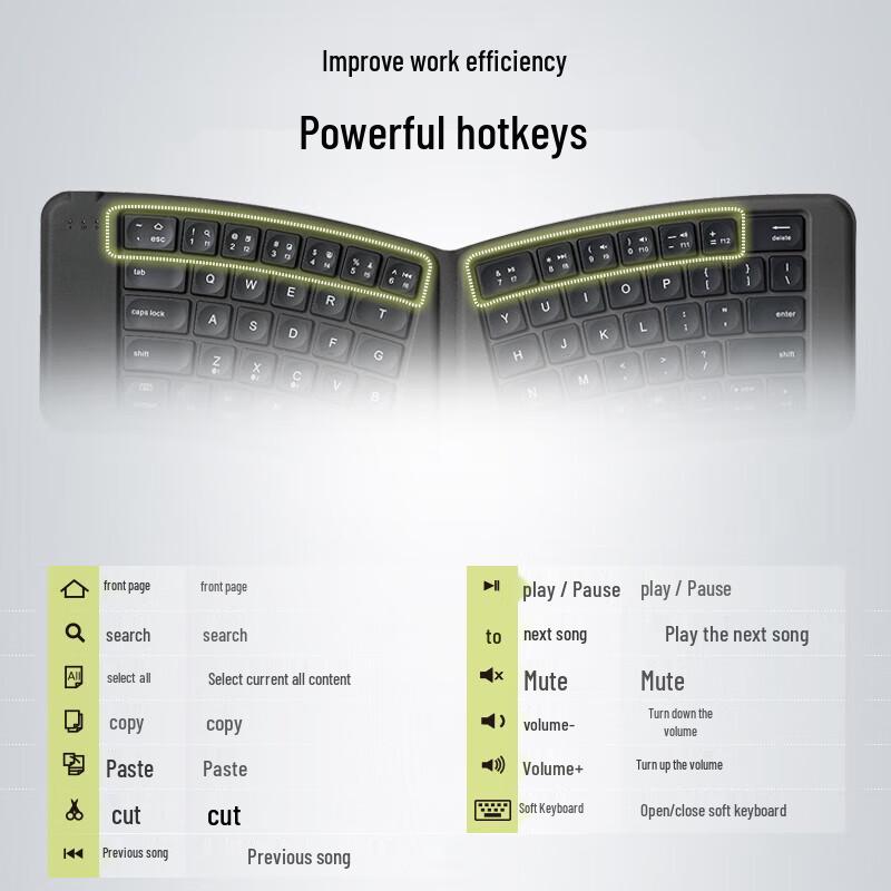 ShanYe Slim Foldable Ergonomic Bluetooth Keyboard