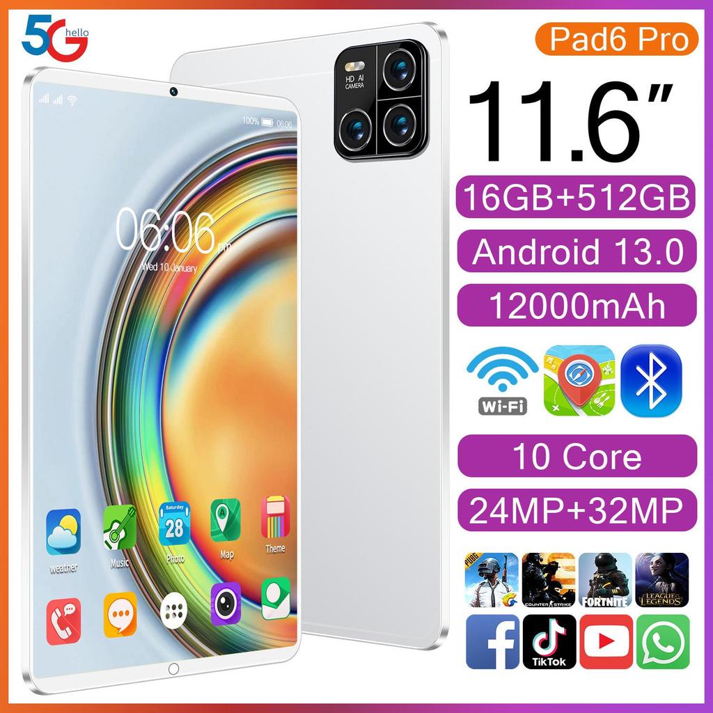 10-дюймовый Android-планшет Pad6 с Wi-Fi, двумя SIM-картами и слотом для карты