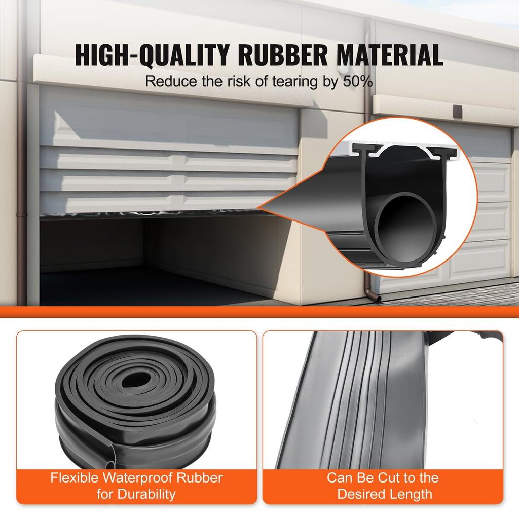 Garage Door Seals Bottom Rubber, U Shape +O Ring Garage Door Bottom Weather Seal with Pre-drilled Aluminum Track Retainer Kit, 16ft 5/16 inch T-ends