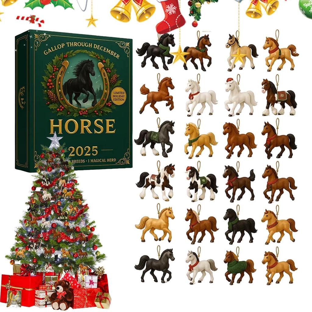 24 days Christmas Calendar Advent 2d flat Acrylic Pendant Decor 2026 Horse Pendant Countdown Calendar for Wall Door Tree Indoor