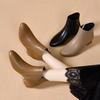 Fleece Cotton Boots Autumn and Winter New Fashion Martin Boots Pointed Low Heel Single Boots Soft Leather Short Boots Women