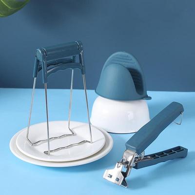 Трехкомпонентный силиконовый нескользящий антиожоговый набор пластин и зажимов для миски для кухни