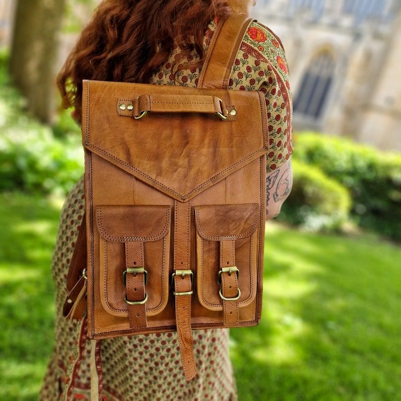 Рюкзак ручной работы из натуральной кожи, сумка-мессенджер, кожаная сумка в деревенском стиле, рюкзак с четырьмя карманами