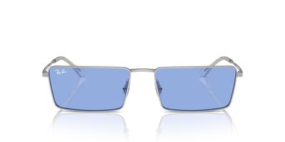 Ray-Ban Геометрические квадратные солнцезащитные очки Emy RB3741 003/80 59 - Полированное серебро / Линза из темно-синего био-нейлона