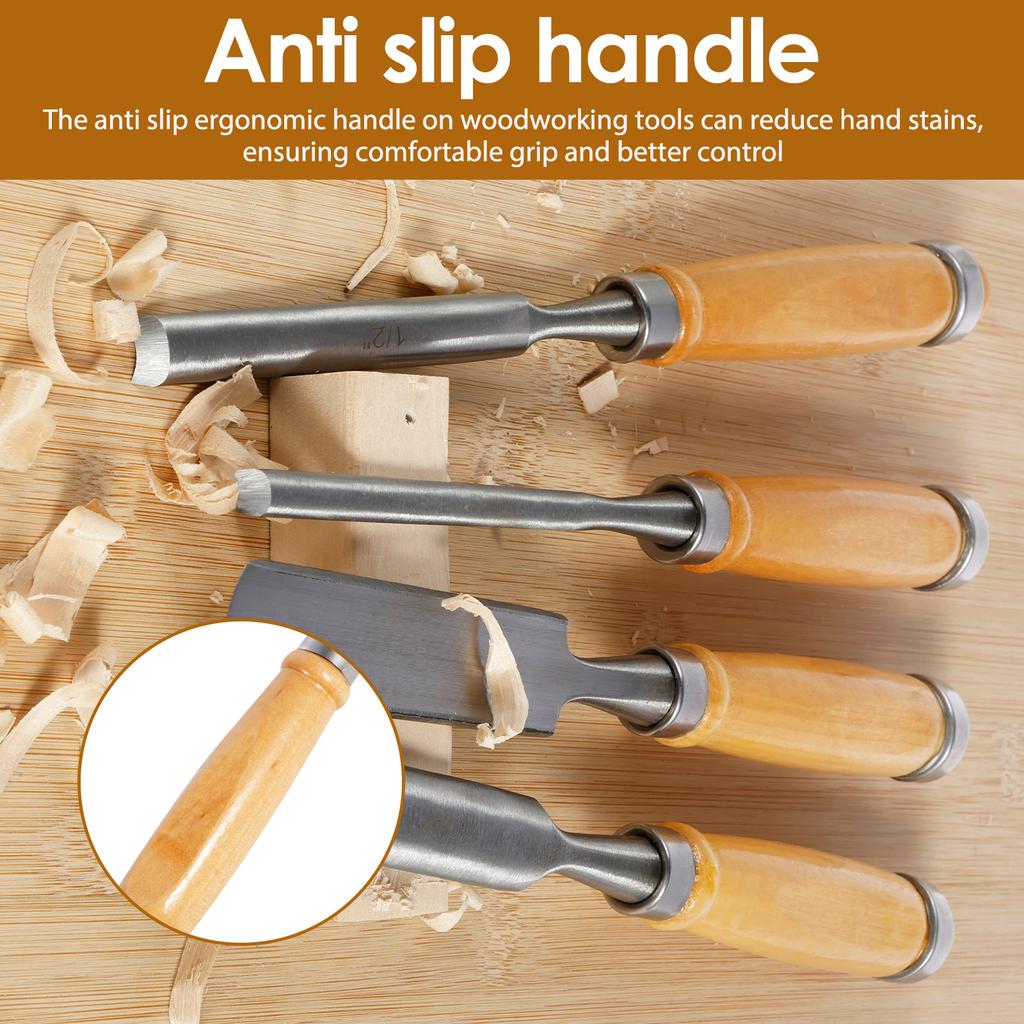 Набор стамесок по дереву 4 шт. Хром-ванадиевая стамеска для деревообработки Многоцелевой резак для резьбы по дереву Плотницкая стамеска Ручной инструмент