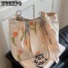 Women's Summer Large-capacity Bag Fashion Canvas Shoulder Bag Embroidery Niche High-end Commuter Tote Bag