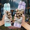 1PC Terrier Puppy Sleep Pillow Print 750ml Color Plastic Sports Water Bottle Leakproof Flip Straw Lid Suitable for Sports Office Home Use
