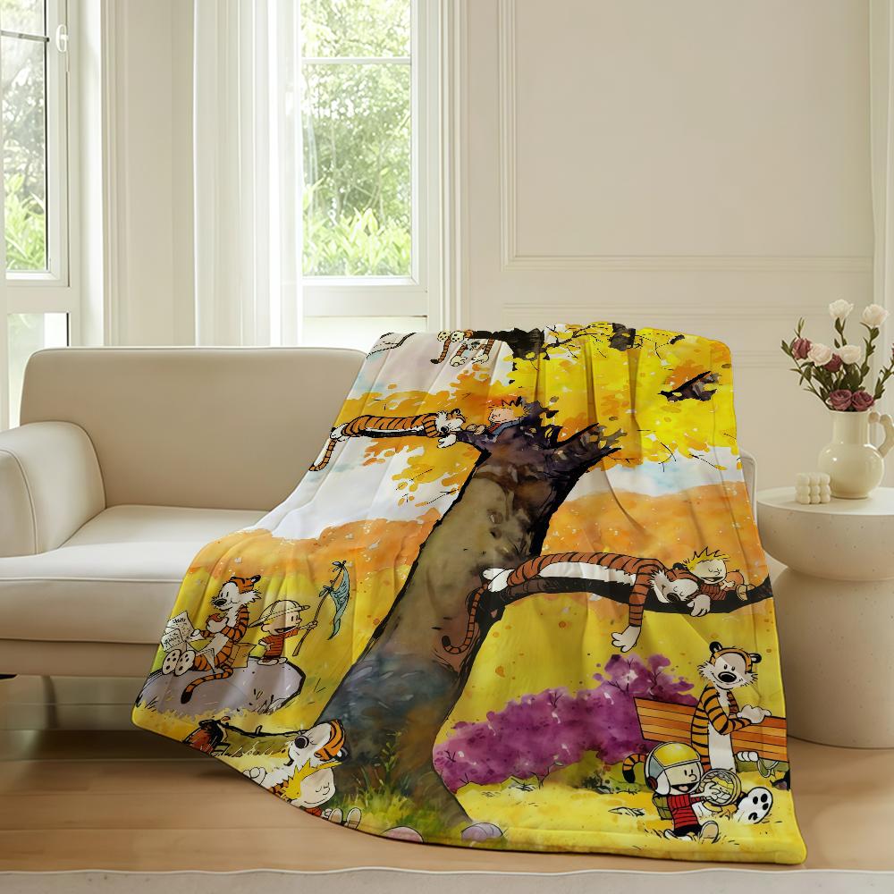 Cartoon cute C-Calvin and H-hobbes Blanket For Sofa Office Bed Plane Travel Sleep Read Relax Camping Soft And Warm