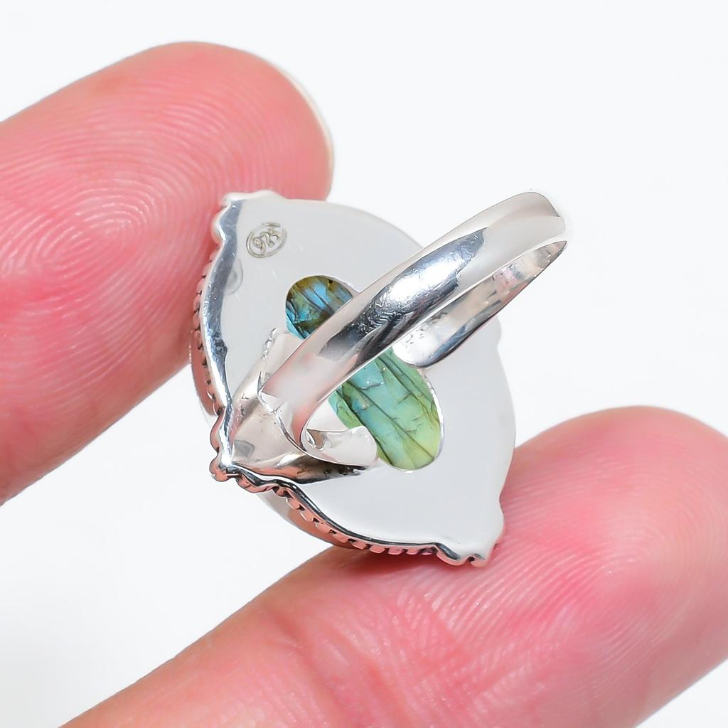 Лабрадорит - Мадагаскар Кольцо из стерлингового серебра 925 пробы V4563, Синее кольцо, Овальное кольцо, Подарок на День святого Валентина, Подарок для нее, Подарок на день рождения, Ювелирные изделия ручной работы, Sil