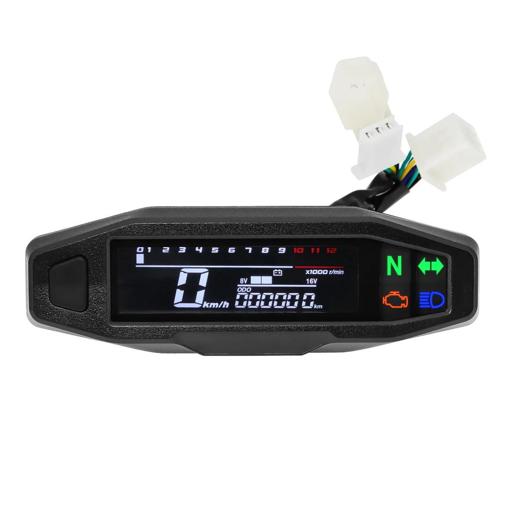 ZHIYUMotorcycle Speedometer Oil Gauge Tachometer Universal Digital Odometer Meter Instrument Cluster Turn Signal Light Indicator