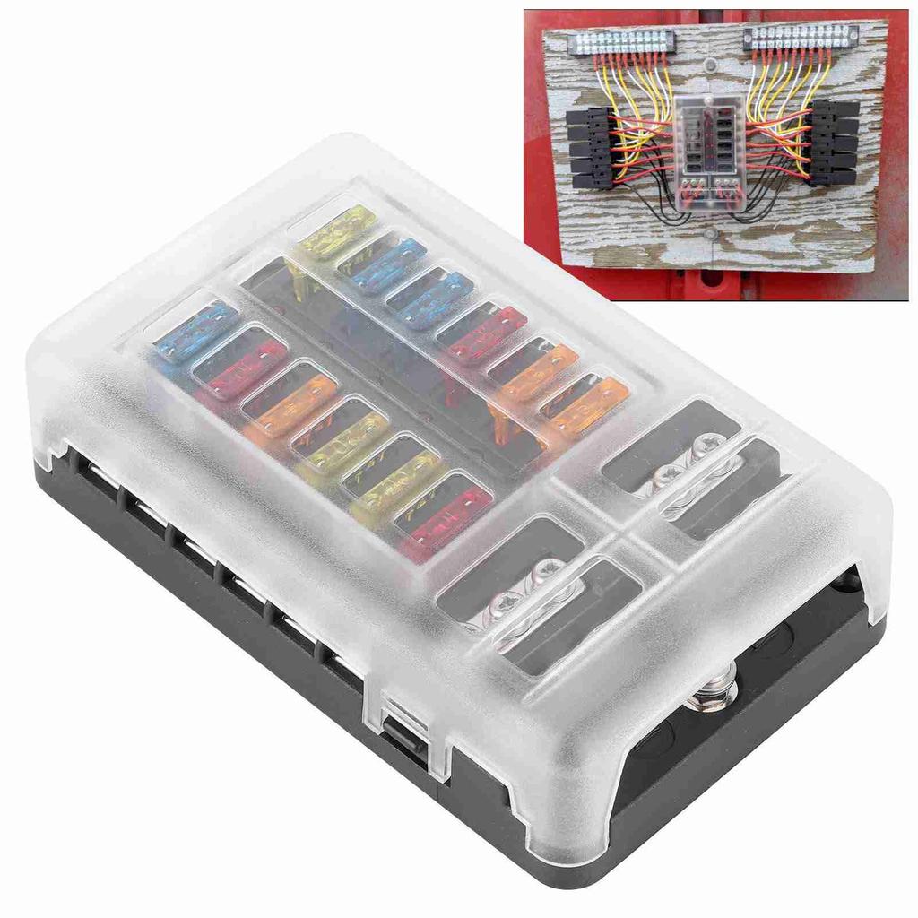 12 Circuits Fuse Box Block Holder LED Indicator Light MNI Motor for Car Yacht Marine Boat