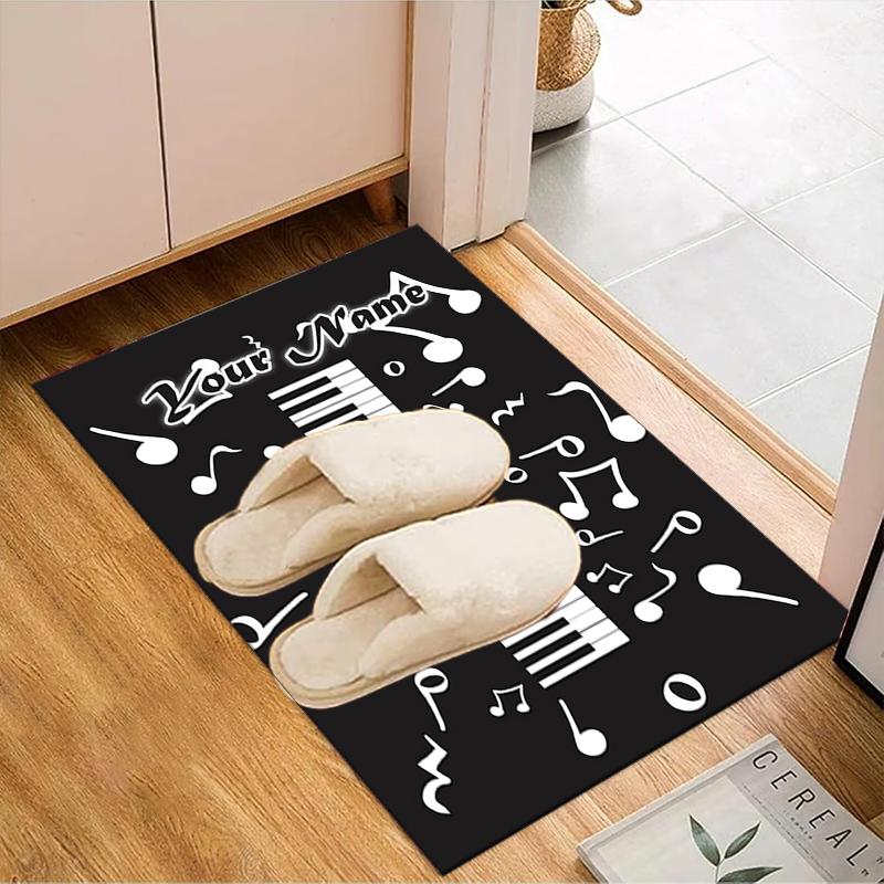 1PC Custom Name Music Notes Keyboard Art Theme Floor Mat Ideal for Living Room, Game Rooms, Office, Bedroom Floor Mat Design