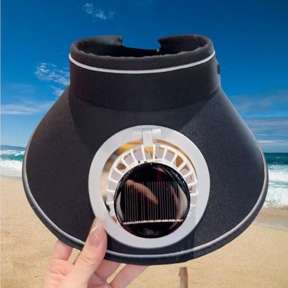 Mesh Summer Fan Sunhat Sun Protection Solar Fan Cap Wide Brim Sun Hat Sun Protection