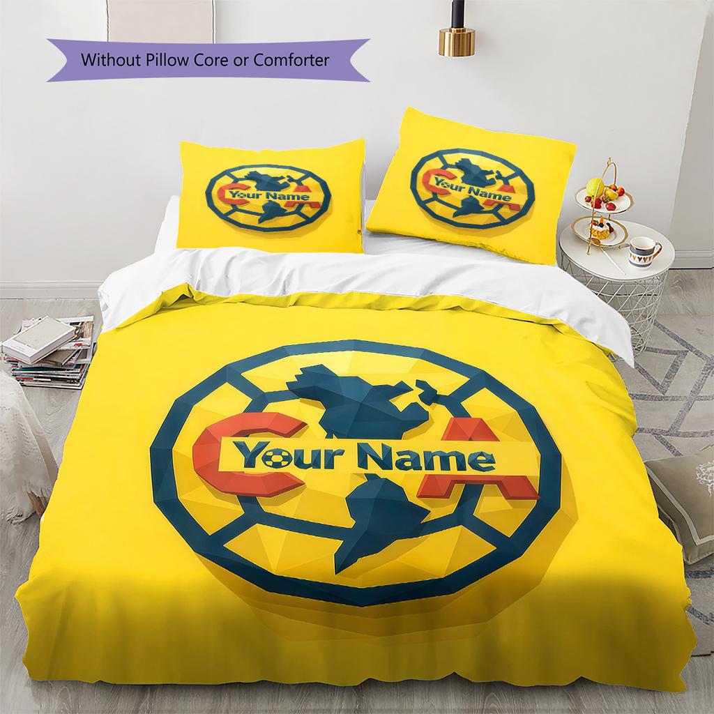 Club America Custom Name Pattern Bedding Quilt Set Quilt Cover Pillowcase Home Birthday Gift(1 * duvet cover + 2 * pillowcase, without core)