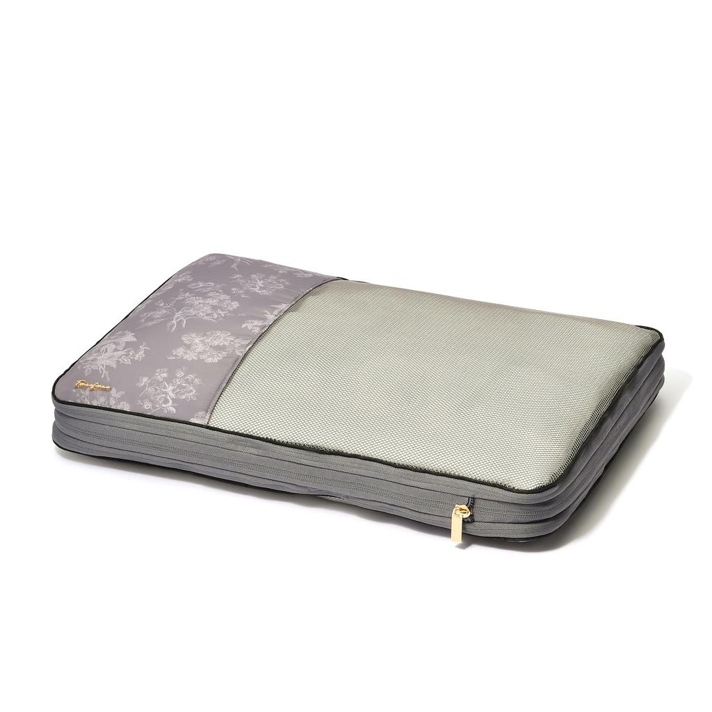 Francfranc Classic Flower Compression Dark Travel Organizer, Large, Gray, Water-Repellent,