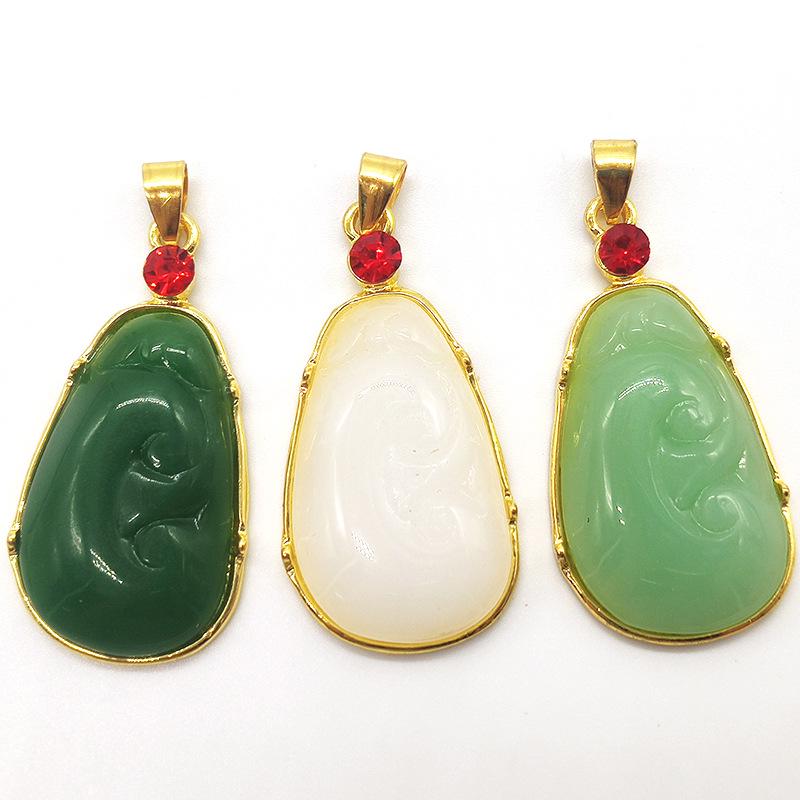 Позолоченное нефритовое ожерелье с подвеской Pixiu & Guanyin Buddha