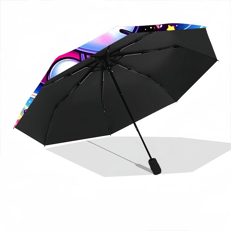 1pc Hello Kitty Cosmic Hearts Auto Open Close Umbrella - Portable Folding Design, 8-Rib Iron Frame Outdoor Umbrella, Festival Gift for Fans, Travelers