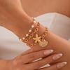 Beach Holiday Starfish Shell Alloy Pendant Bracelet Premium Pearl Beaded Hand Jewellery Fresh and Sweet Daily Commuter Women's Jewelry