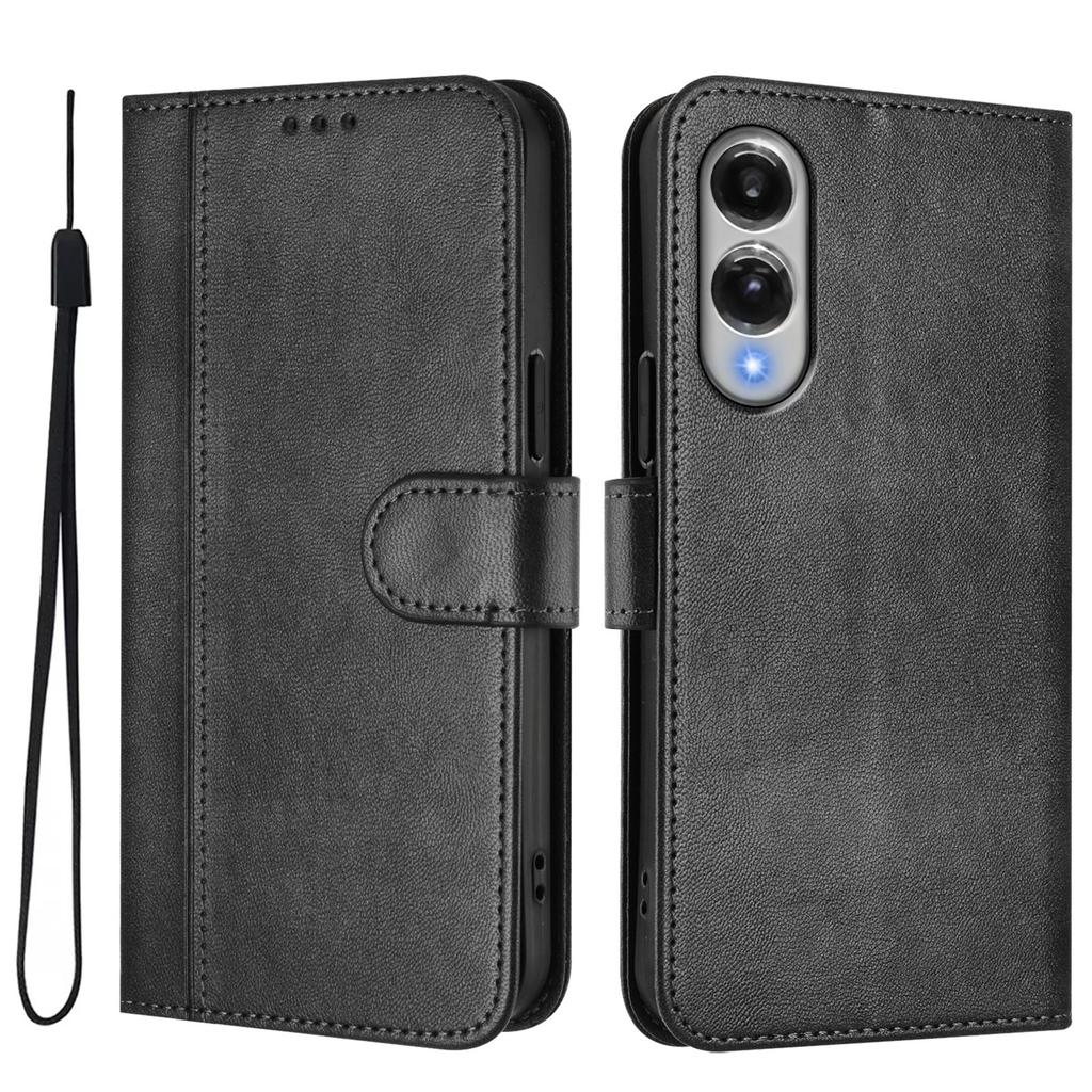 For Samsung Galaxy S25 Edge Cases Wallet Stand Retro Texture Leather Phone Cover with Lanyard