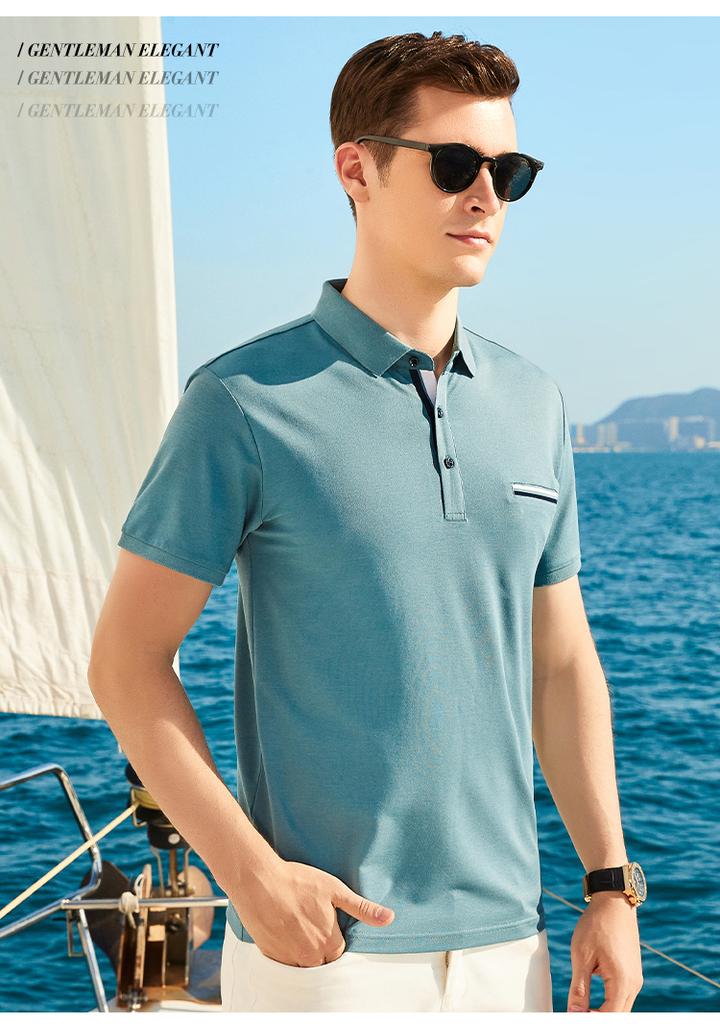 Mulberry Silk Modal Contrasting Polo Shirt