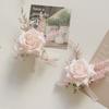 Flower Pink Silk Rose Boutonniere Groomsman Brooch Buttonhole Men Corsage Wedding Party Decoration Supplies Wedding Everything
