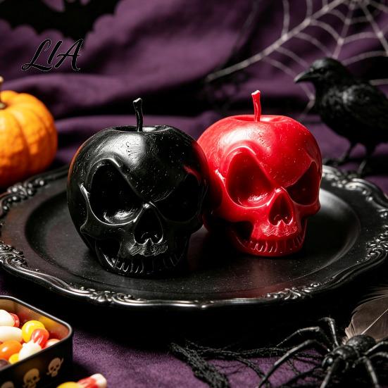 Gothic Home Decor 3D Printed Apple Skull Desktop Ornament, Halloween Figurine, Unique Gifts for Friends Creative Dark Art Craft Statue Table