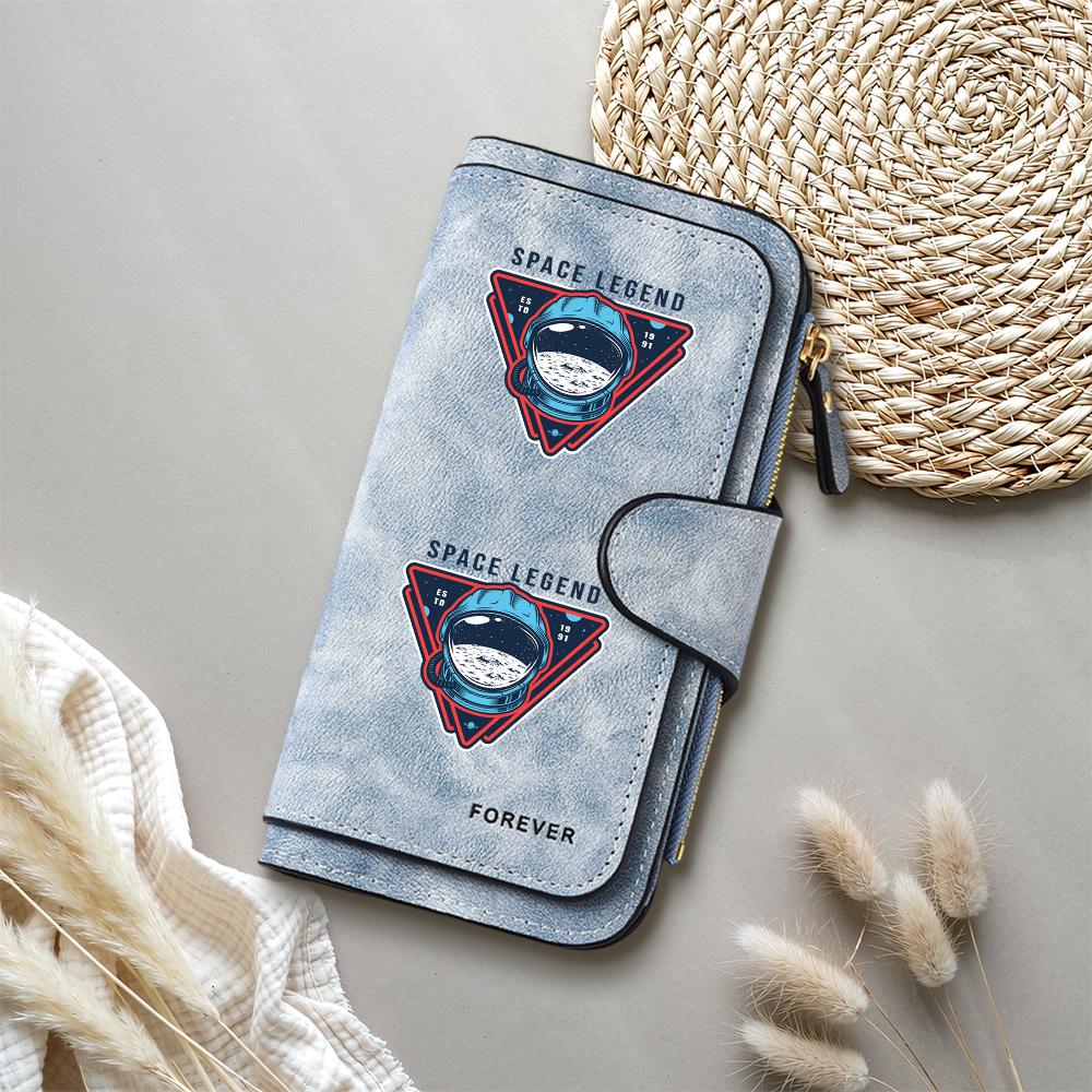 Trendy Space Astronaut Print Long Wallet Portable Durable Card Holder Fashion Casual Daily Use Purse
