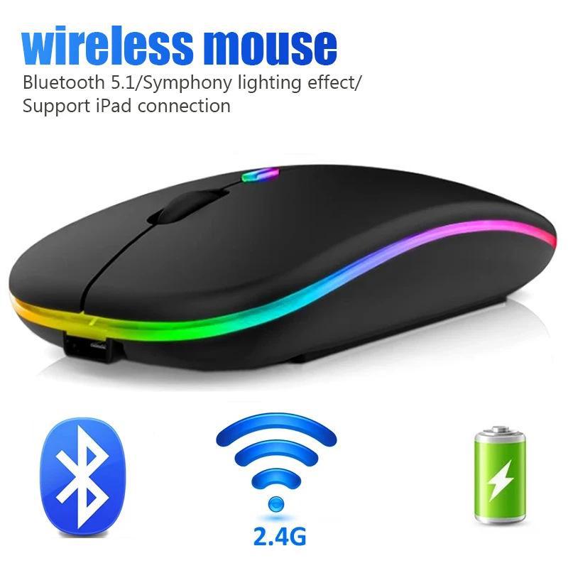 Rechargeable Dual-Mode Bluetooth & 2.4G Wireless Luminous Mouse for Desktop and Laptop.