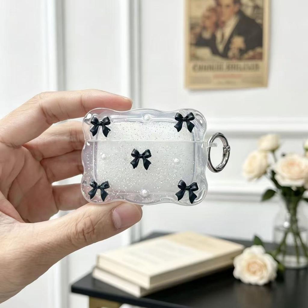 Applicable apple Epoxy flash silver butterfly earphone case AirPods pro1 hollow love bluetooth wireless earphone cover