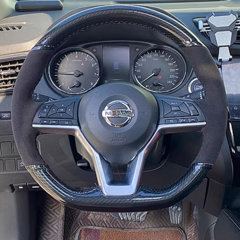 Hand Stitched non-slip black white  Leather Car Steering Wheel Cover For Nissan X-Trail Qashqai Rogue (Sport) 2017-