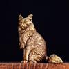 Brass Cat Sculpture Vintage Antique-Style Desktop Decor Animal Figurine Home Office Ornament