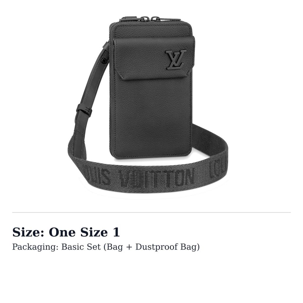 LOUIS VUITTON Grain Calfskin Handheld Shoulder Bag, Crossbody Bag, Cell Phone Pouch Regular Men's Black M57089