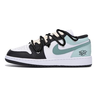Air Jordan 1 Puppy Fragment Низкие Винтажные Баскетбольные Кроссовки Мужские Черно-Зеленые 553558-131(Команда85-)