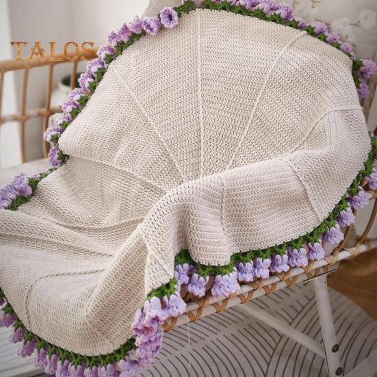 31,5-дюймовое вязаное крючком одеяло с цветами, ручная работа, одеяло с букетом роз, вязаное одеяло с цветами, подарок на День матери, домашний декор