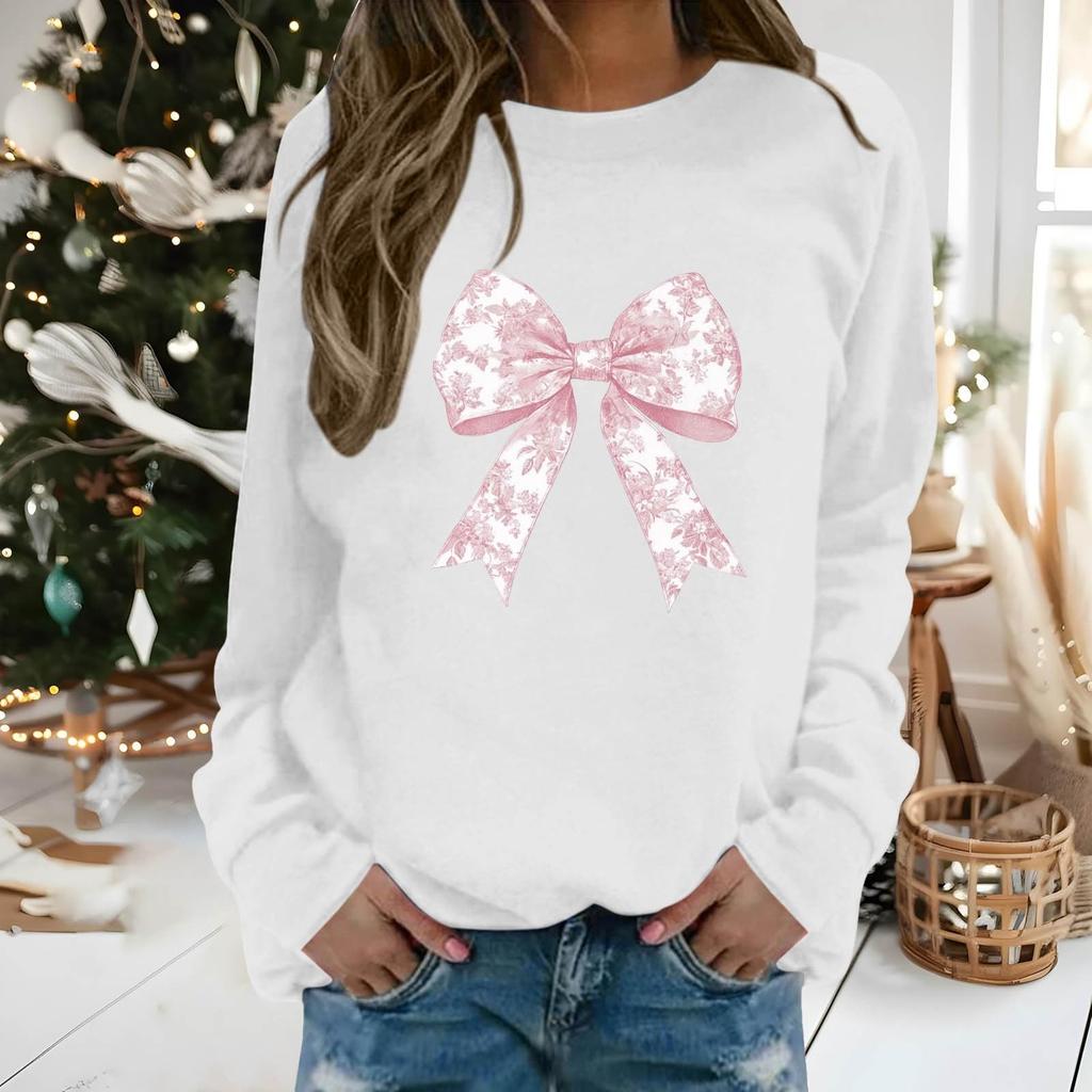 Women's Casual Fashion Printed Long Sleeve O-Neck Pullover Top Blouse