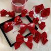 Crown Velvet Red Bow Hairpin Cloth Hanfu Hair Sticks All-match Ancient Style Hairpin  Children