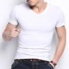 Summer Men T-shirt Round Neck V Neck Short Sleeve Solid Color Soft Breathable Thin Pullover Slim Fit Simple Style Casual Men Top