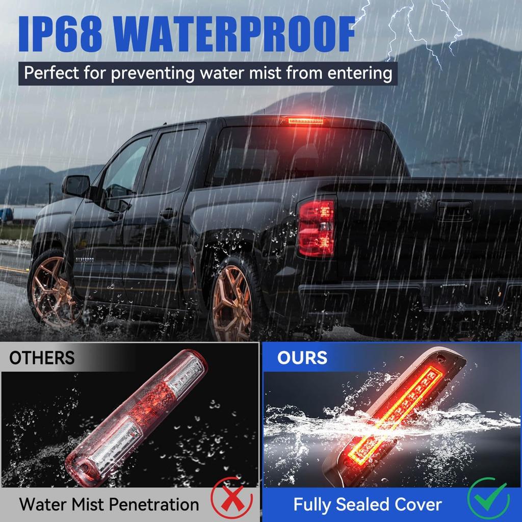 SUPAREE Third Brake Light Fit For 2014-2018 GMC Sierra/C-Hevy Silverado 1500 2500HD 3500HD LED 3Rd Brake Light Accessories Red LED Strobe Rear 3Rd