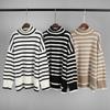 High Neck Striped Jumper for Women Autumn Winter High Neck Pullover Knitwear Versatile Loose Fit Jumper Luxurious Relaxed-fit Slimming Versatile Top