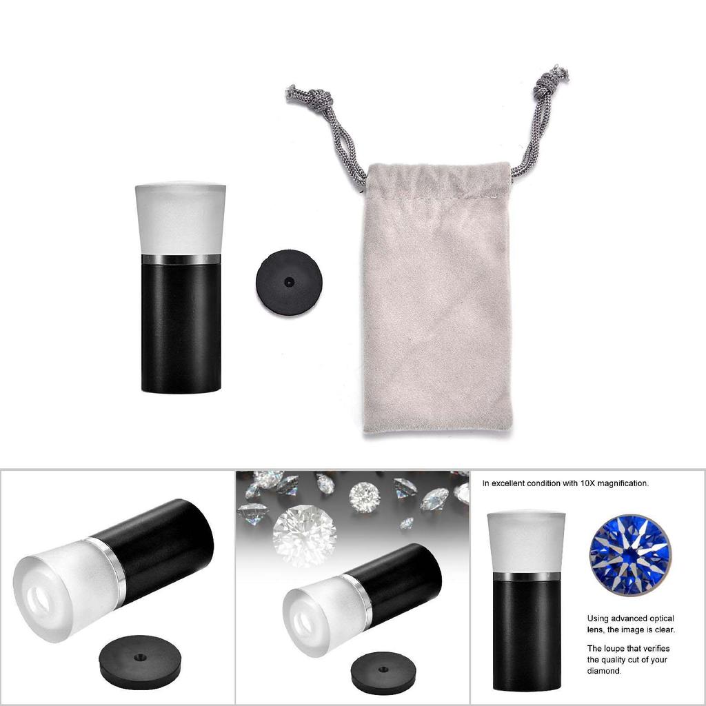 Сердца и стрелы Драгоценные камни Алмазная резка Лупа 10X Увеличительное стекло Ювелирные изделия Просмотрщик (черный)