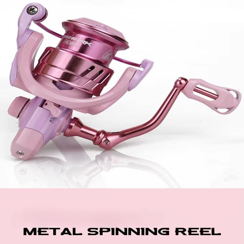Новая розовая изысканная рыболовная катушка без зазоров Macaron Metal Spinning Reel с высоким передаточным отношением 5,2:1. Катушка для дальнего заброса с гладким удилищем.