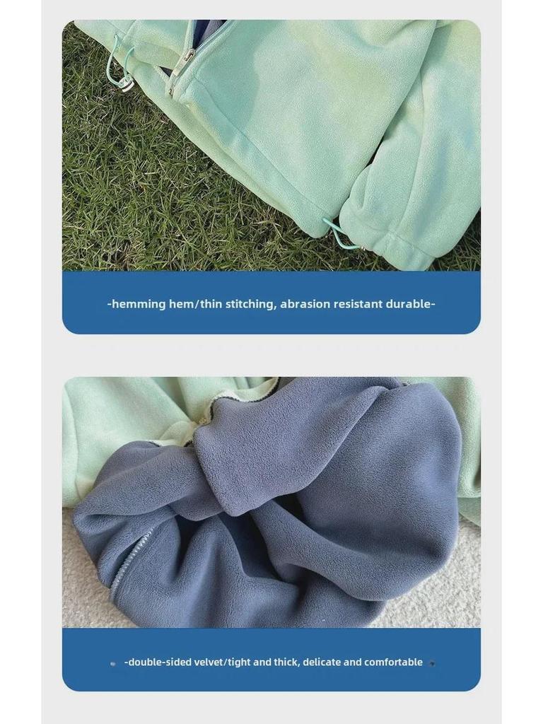 Детская флисовая куртка Ollie Velvet с калибром игл: Осенне-зимняя ветрозащитная, теплая, двухсторонняя, с бархатной молнией, универсальная для мальчиков и девочек.